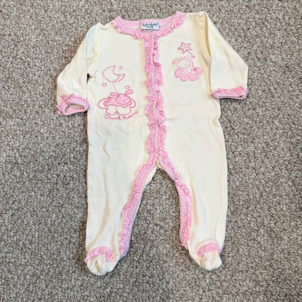 Kyle & Deena Baby Girls Ruffle Bunny Footed Sleeper Pajamas Size 6-9 Months